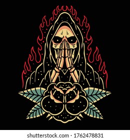 reaper traditional tattoo design vector