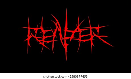 Reaper typography vector design with abstract sharp metal aggressive font style. Great for metal band logos, apparel t-shirt prints and gothic posters