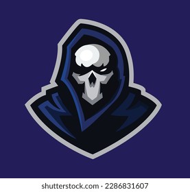diseño de la ilustración de la plantilla de vectores con el logotipo de reaper-death-dark-horror. Diseño de logotipo Mascot reaper-death-dark horror 