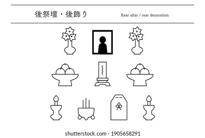 Rear altar , rear decoration icon set - Translation: Rear altar , rear decoration icon set