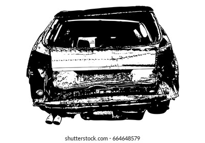 Rear car accident vector illustration