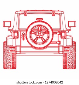 Rear car vector. rear car ilustration. Rear off road car vector.