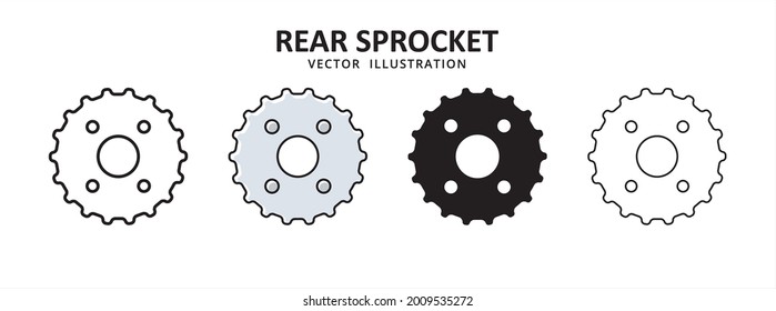 rear chain wheel gear sprocket vector icon design. car motorcycle spare part replacement service.