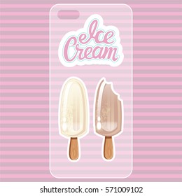The rear cover smart phone with a picture of an ice cream