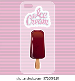 The rear cover smart phone with a picture of an ice cream