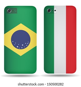 Rear covers smartphone with flags of Brazil and Mexico  