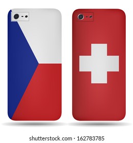 Rear covers smartphone with flags of Czech Republic and Switzerland 