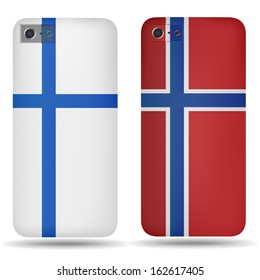 Rear covers smartphone with flags Finland and Norway