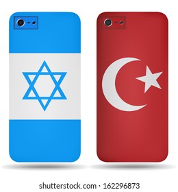 Rear covers smartphone with flags of Israel  and Turkey