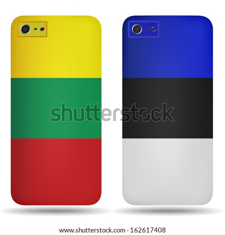 Rear covers smartphone with flags Lithuania and Estonia
