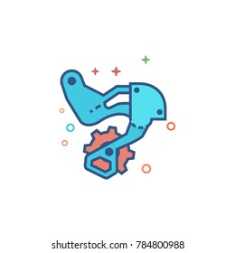 Rear deraillieur icon in outlined flat color style. Vector illustration.