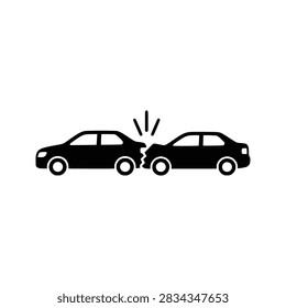 Rear end collision icon flat outline in black