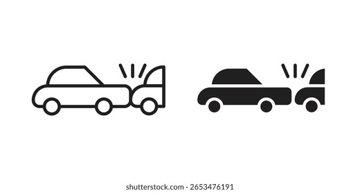 Rear end collision icon, outline vector sign, linear and solid style pictogram isolated on white.