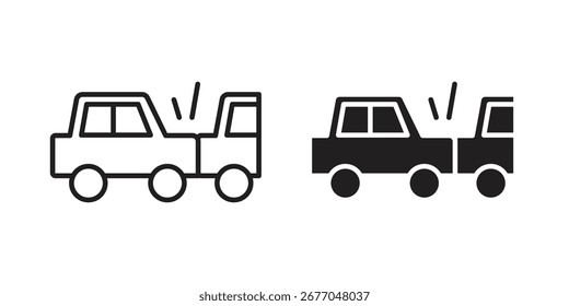 Rear end collision icon set line art and glyph design. Eps10