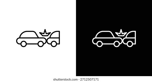 Icono de colisión trasera en estilo lineal simple.