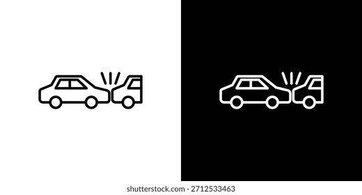 Icono de colisión trasera. Símbolo plano simple. Ilustración de pictograma de contorno negro perfecto