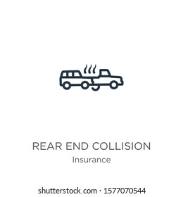 Rear End Collision Icon. Thin Linear Rear End Collision Outline Icon Isolated On White Background From Insurance Collection. Line Vector Sign, Symbol For Web And Mobile