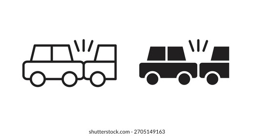 Rear end collision icon vector modern flat and stroke designs