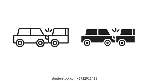 Icono de colisión trasera para Web y App. Ilustración vectorial eps