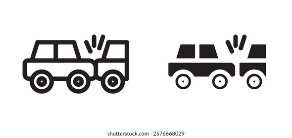 Rear end collision icons in outline and stroke versions