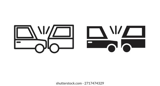 Rear end collision icons. Pixel perfect. Vector outline icon. Flat logo concept.