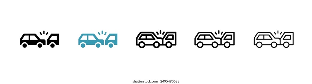 Rear end collision line icon vector set.