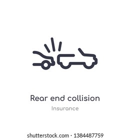 rear end collision outline icon. isolated line vector illustration from insurance collection. editable thin stroke rear end collision icon on white background