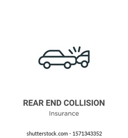 Rear End Collision Outline Vector Icon. Thin Line Black Rear End Collision Icon, Flat Vector Simple Element Illustration From Editable Insurance Concept Isolated On White Background