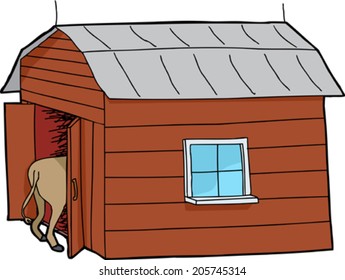 Rear End Of Horse Inside Little Barn