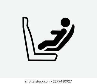 Rear Facing Child Seat Icon Children Car Vehicle Safety Chair Black White Silhouette Sign Symbol Vector Graphic Clipart Illustration Artwork Pictogram svg