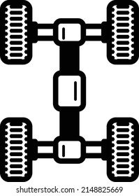 Rear and Front Car Axle Vector Icon Design, Vehicle Base Structure Concept, Motor Vehicle Service and automobile repair shop Symbol, Lorry spare parts Sign, Automotive technician equipment Stock, 