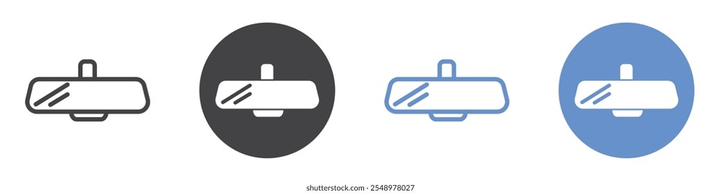 Conjunto de símbolos de línea plana del icono del espejo retrovisor.