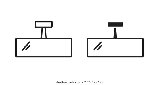 Ilustración del icono del espejo trasero, Vector de línea delgada, señal de Diseño web,
