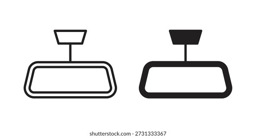 Icono de espejo trasero sobre fondo blanco. Icono de Vector de stock