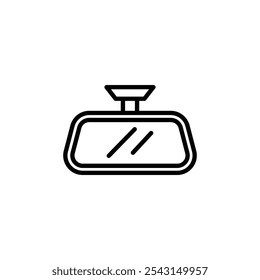 Rear mirror icon set. outlined and solid filled versions.