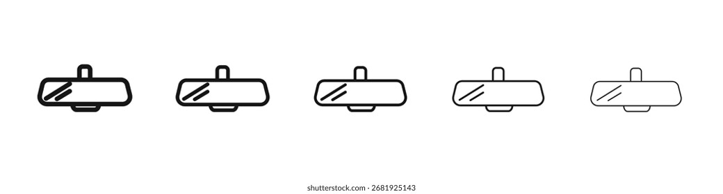 Signo de ilustración del conjunto de contorno del Vector del icono del espejo retrovisor