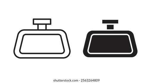 Rear mirror icons in flat and line style set.