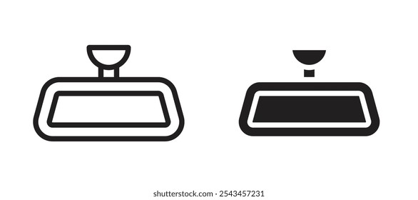 Rear mirror vector icon set in black.