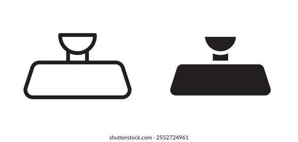 Rear mirror vector icon set black filled and outlined style.