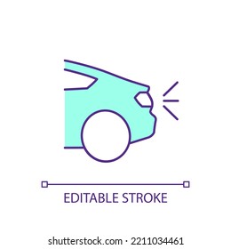 Rear position lamp RGB color icon. Brake stop signal. Automotive lighting. Automobile device. Isolated vector illustration. Simple filled line drawing. Editable stroke. Arial font used