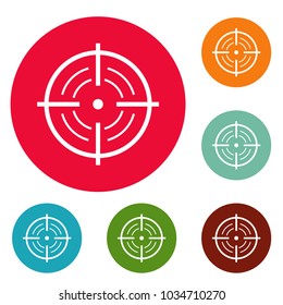 Rear sight icons circle set vector isolated on white background