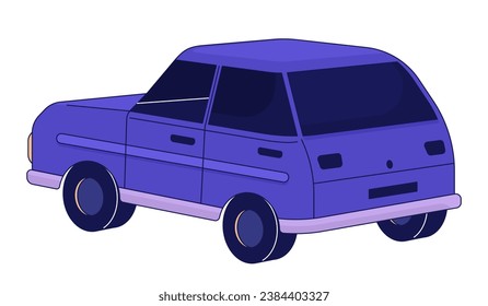 Rear view car retro 2D linear cartoon object. Rearview motor vehicle isolated line vector element white background. Nostalgic auto transport. Vintage automobile color flat spot illustration