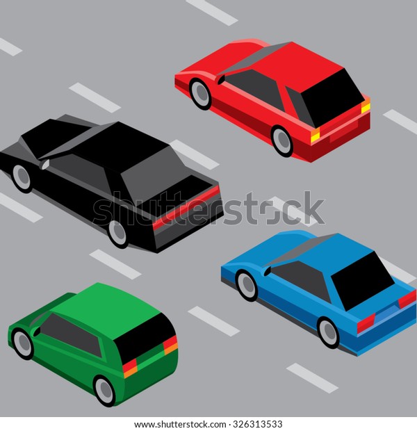 rear view of\
cars driving on the highway\
lanes