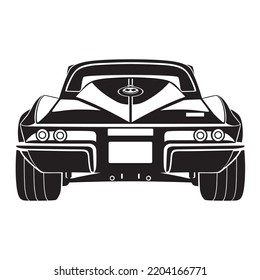 Rear view classic vintage car silhouette 9 vector design