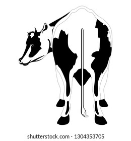 Rear view of a cow. Silhouette. Vector illustration design