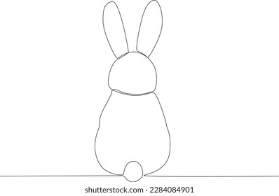 Rear view of a cute bunny. Urban pet one-line drawing