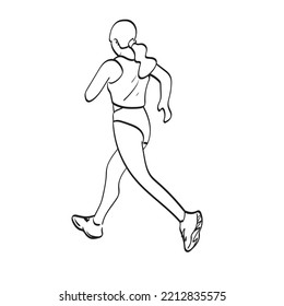 rear view of female runner in action illustration vector hand drawn isolated on white background line art.