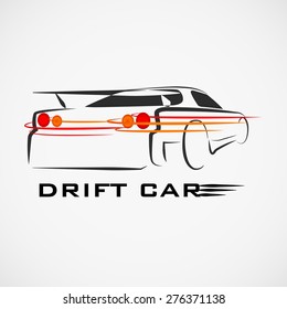 Rear view of hand draw drifting car presented by long exposure light style. (EPS10 art vector) 