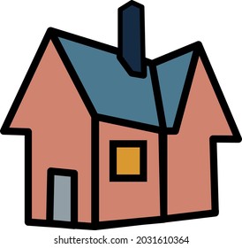 Rückseite des Hauses, Vektorgrafik, auf weißem Hintergrund.
