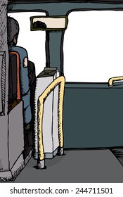 Rear view illustration of driver in a bus